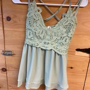 Green lace cami tank